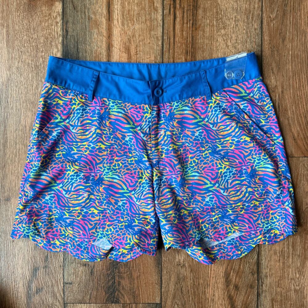NWOT BIRDIES AND BOWS Chipping Cheetah Animal Print Scalloped Shorts Size 8